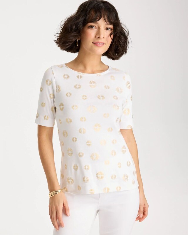Stamped Pima Elbow Sleeve Tee - image 1